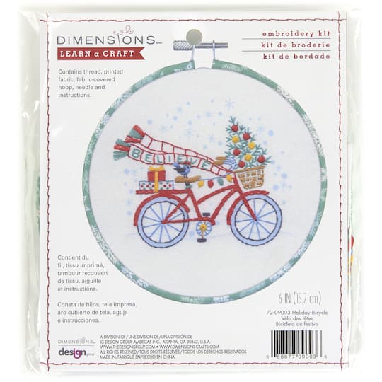Dimensions&#xAE; Learn-A-Craft Holiday Bicycle Embroidery Kit